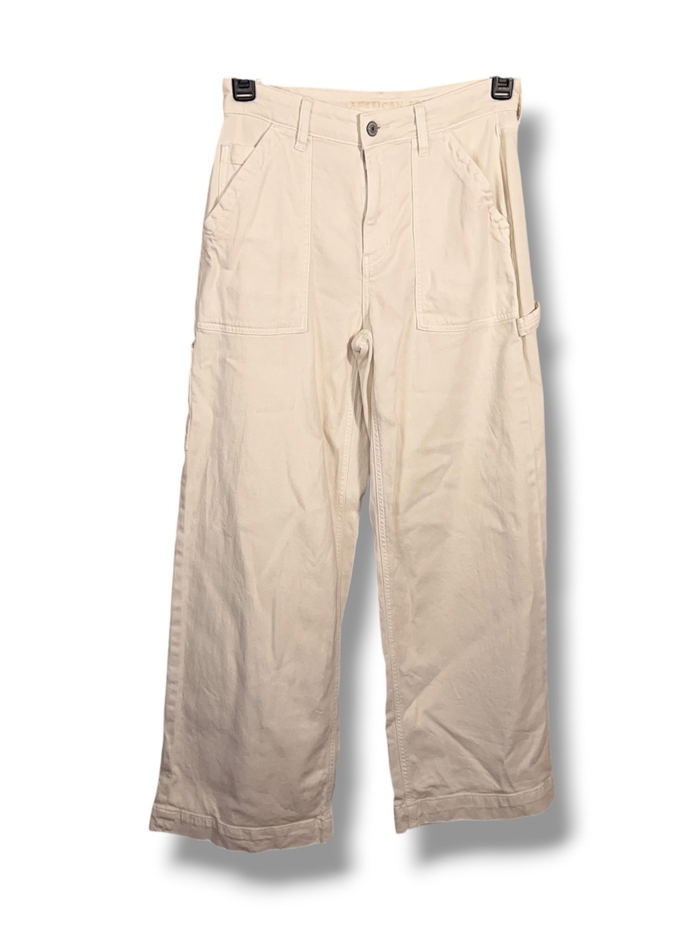 Size 4 Short American Eagle Ivory Cream Stretch Carpenter Pants Wide Leg